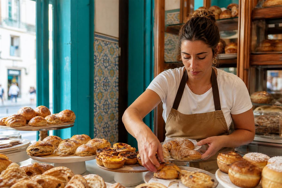 Baker shaping dough in a craft bakery kitchen